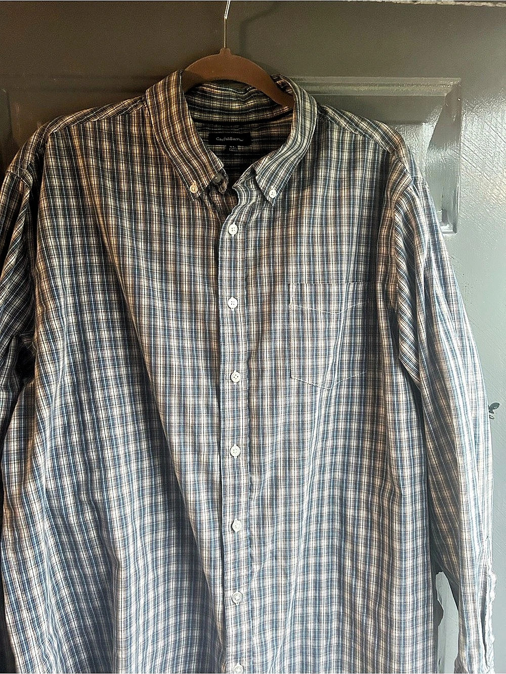 Croft & Barrow Plaid Button Down Blue & Brown XL Like New